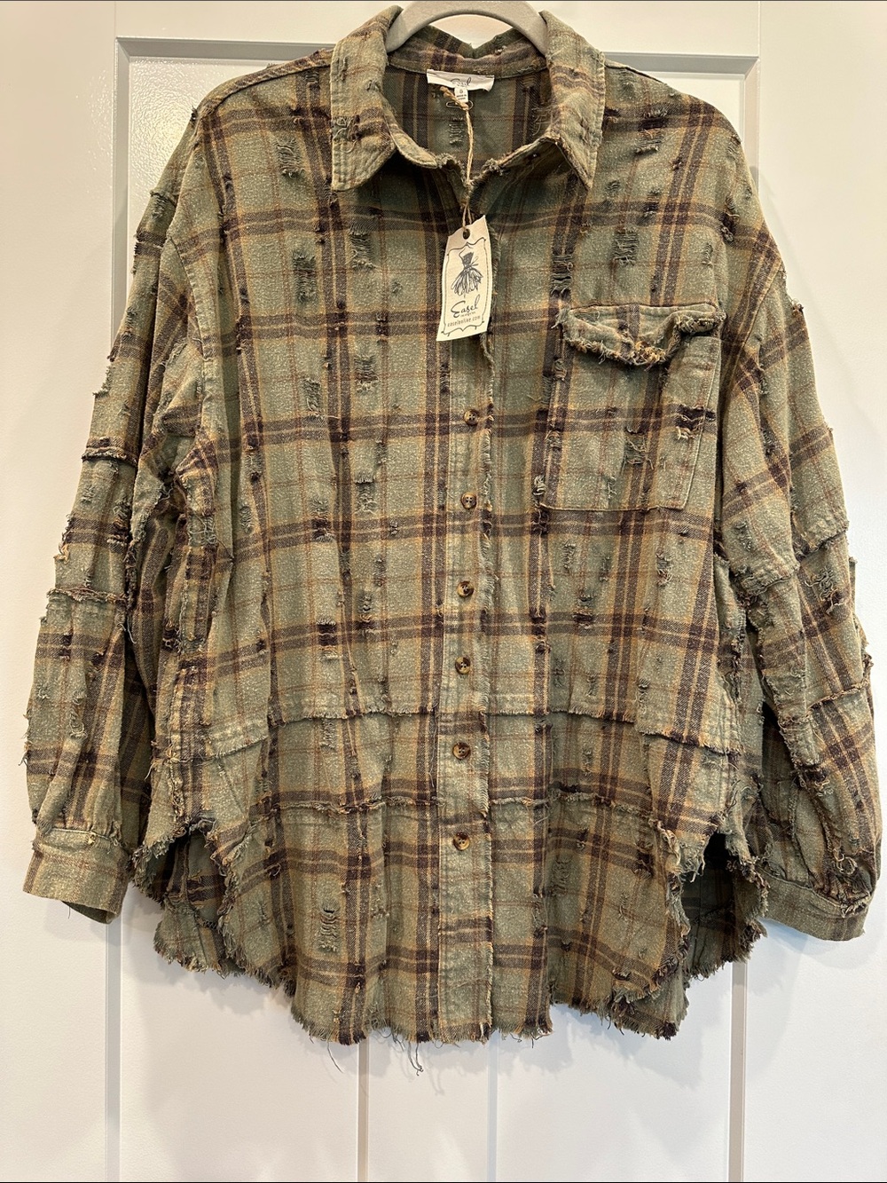 Easel Button-Down Plaid Shirt, Size Small